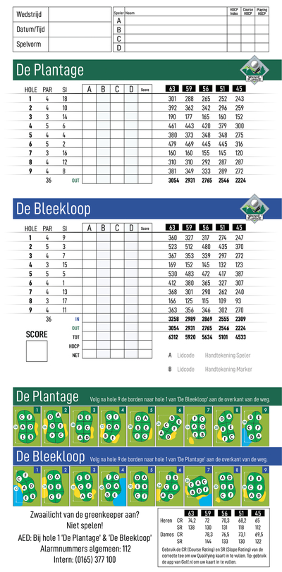 Scorekaart 2021 18 holes Nieuwsbrief