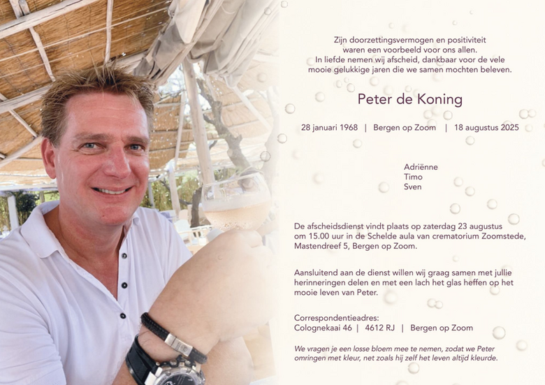 Overlijdensbericht Peter Konings